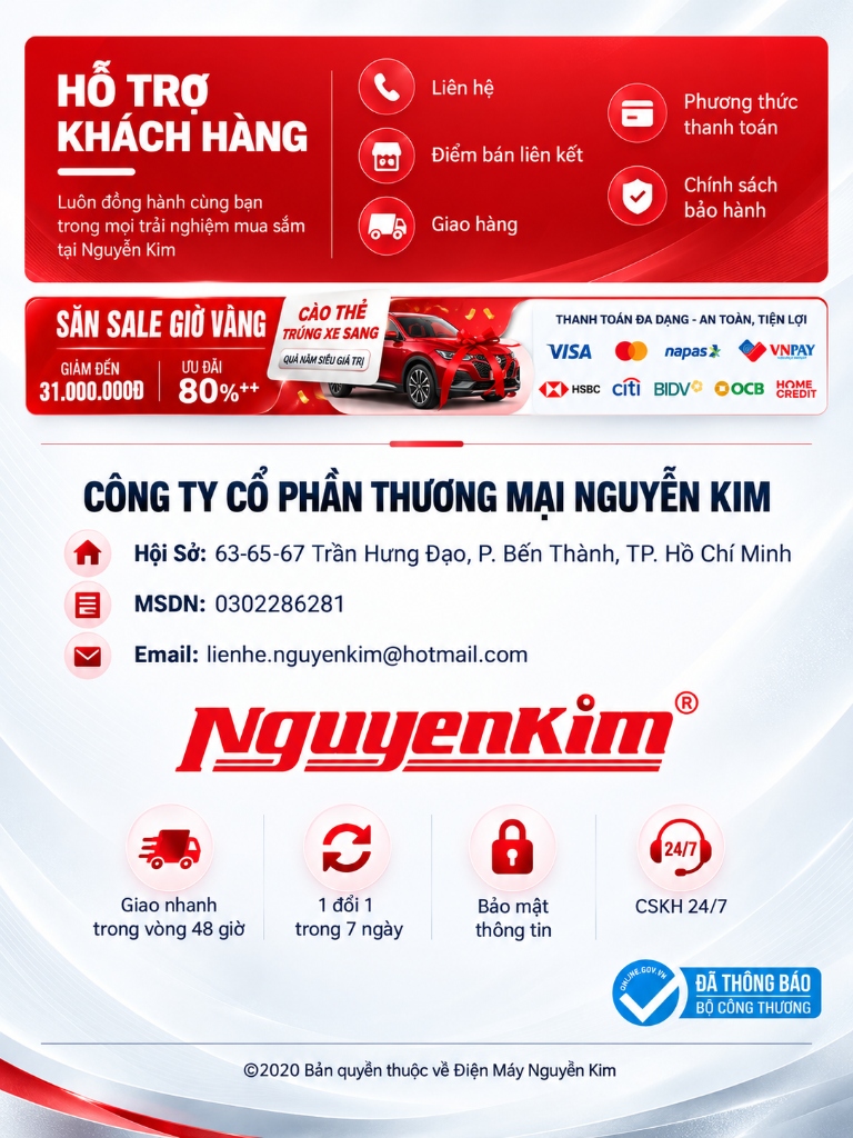 Hỗ trợ khách hàng, Săn sale giờ vàng và thông tin Công ty Cổ phần Thương mại Nguyễn Kim